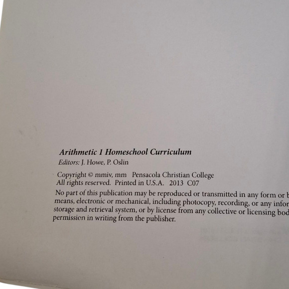 ABEKA Arithmetic 1 Teachers Manual Math 1 1st grade - Picture 7 of 7